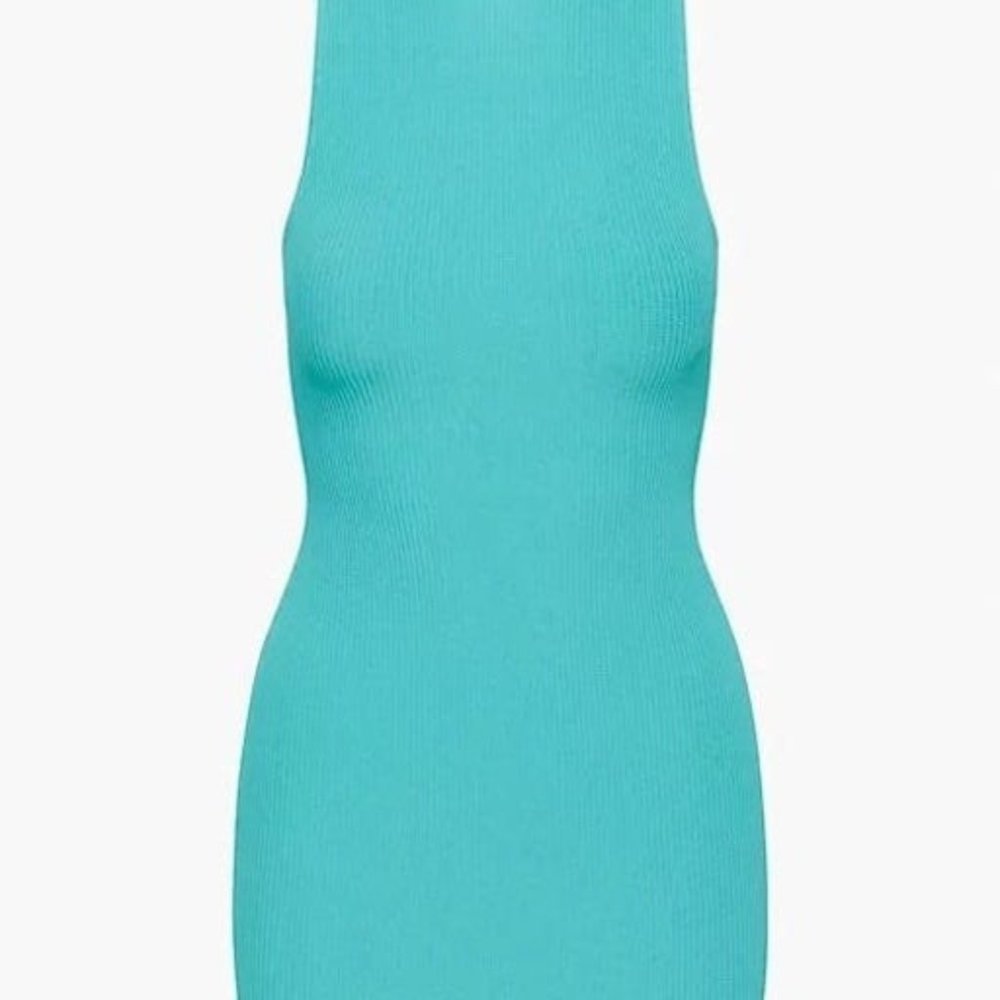 Aritzia | Sculpt Knit Racer Mini Dress, Turquoise